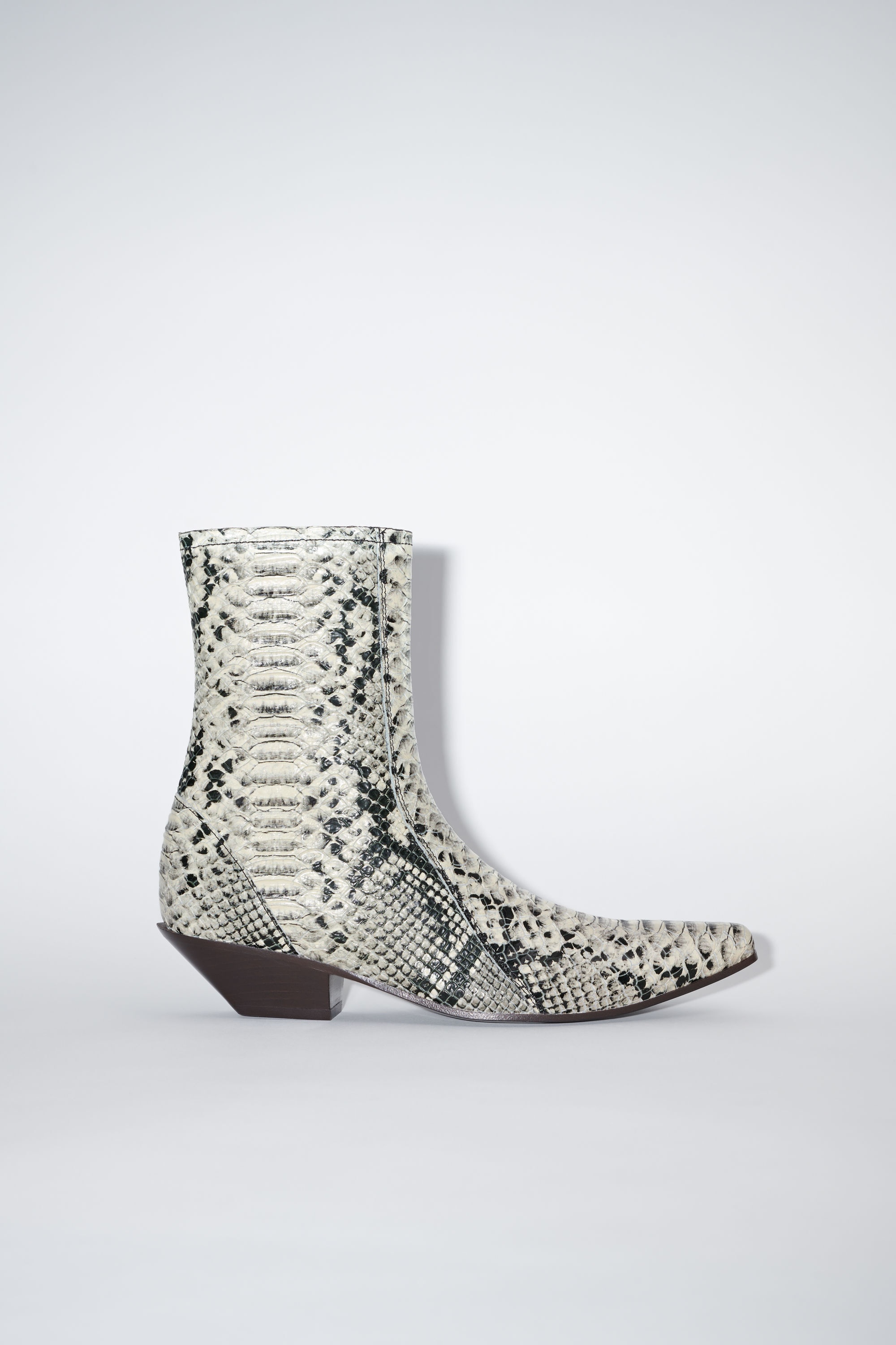 Snake print leather ankle boots - Multi beige - 1