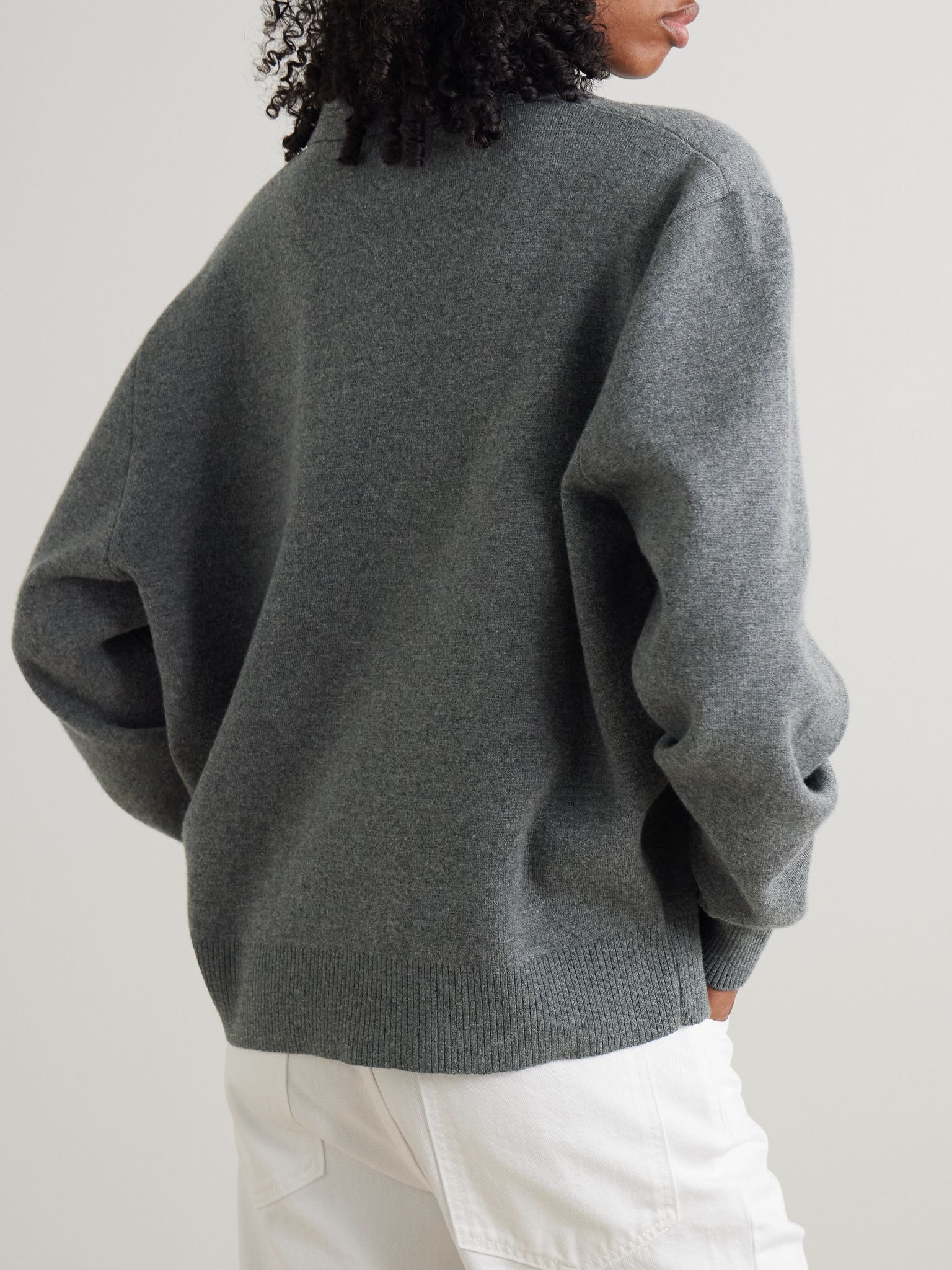 Wool and cashmere-blend polo sweater Gray - 4
