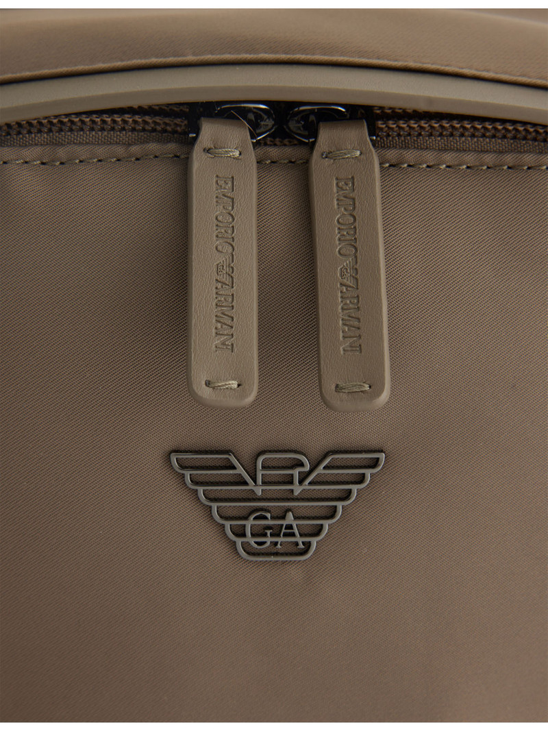 EMPORIO ARMANI Rounded Logo-Plaque Woven Backpack outlook