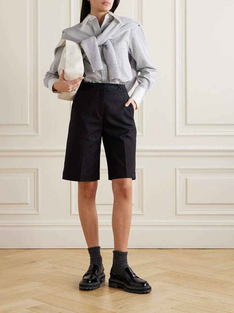 Thom Browne Striped poplin-trimmed cotton seersucker shirt outlook