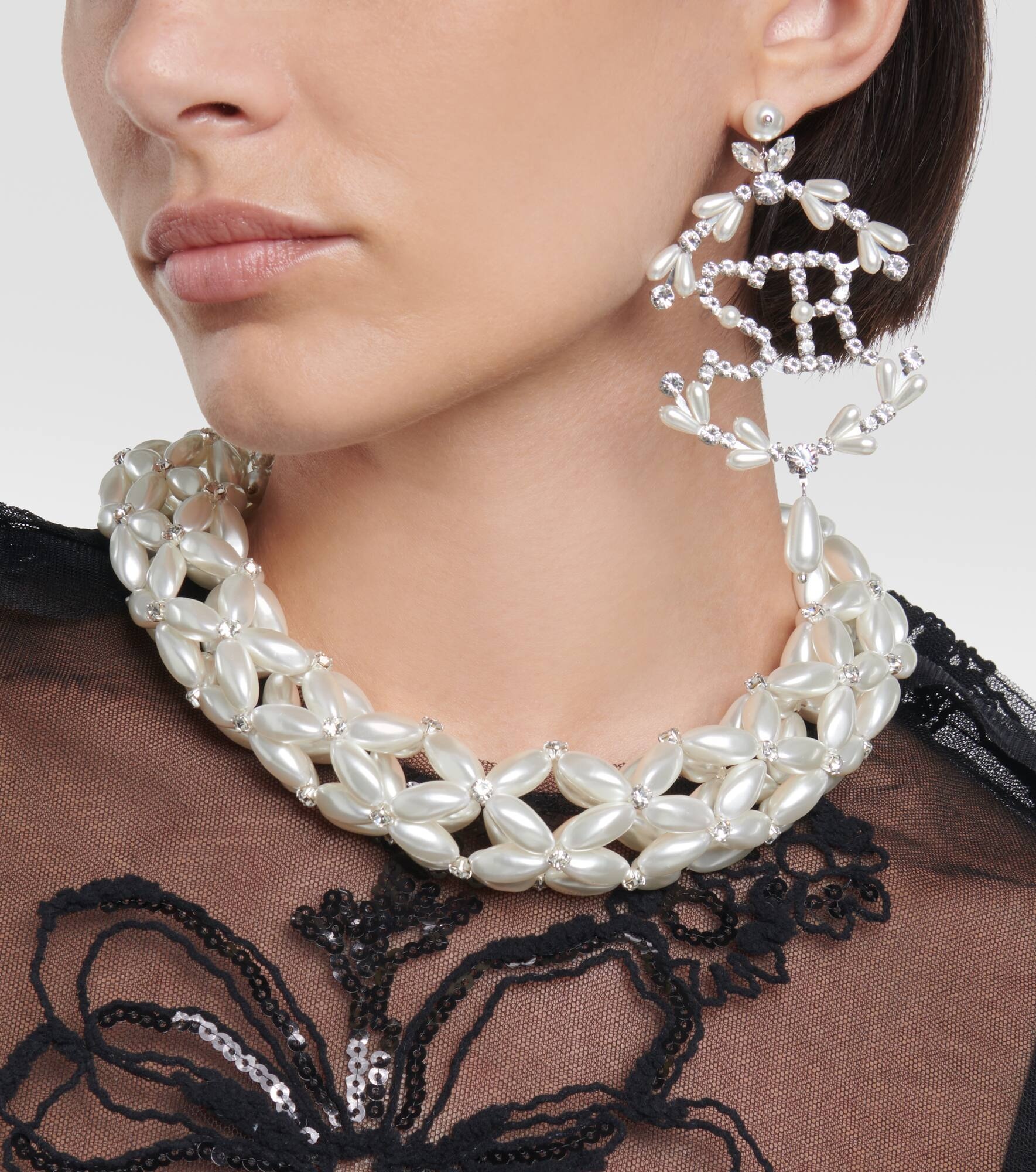 Simone Rocha Crystal-embellished pearl earrings | REVERSIBLE