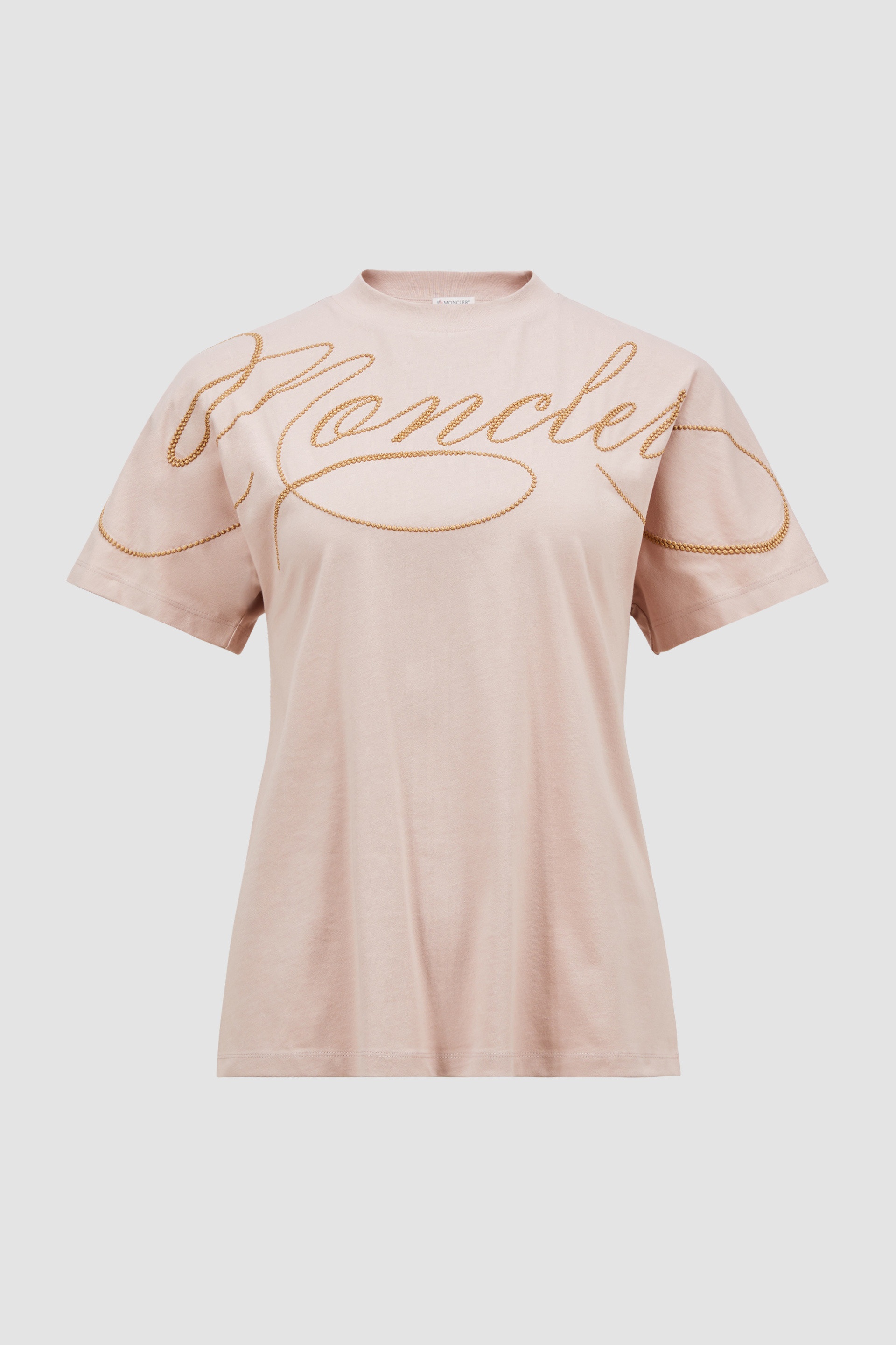 Tシャツ・カットソー MONCLER Cotton T-shirt with embroidered cursive logo White Embroidered Cursive Logo Cotton T-Shirt - Tops & T