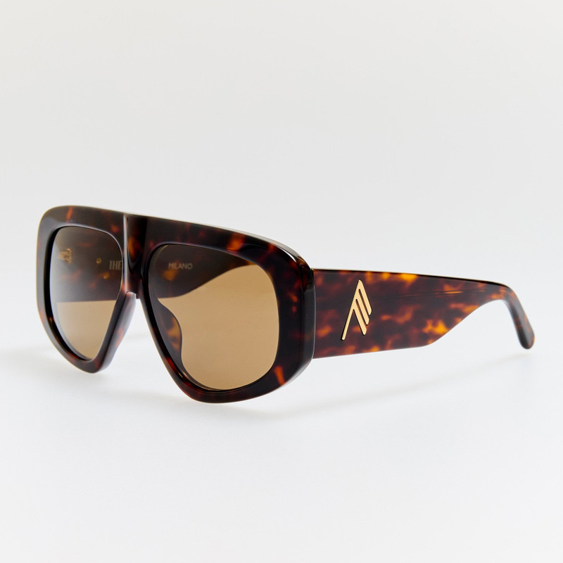 LINDA FARROW Milano Sunglasses in Tortoiseshell and Brown outlook