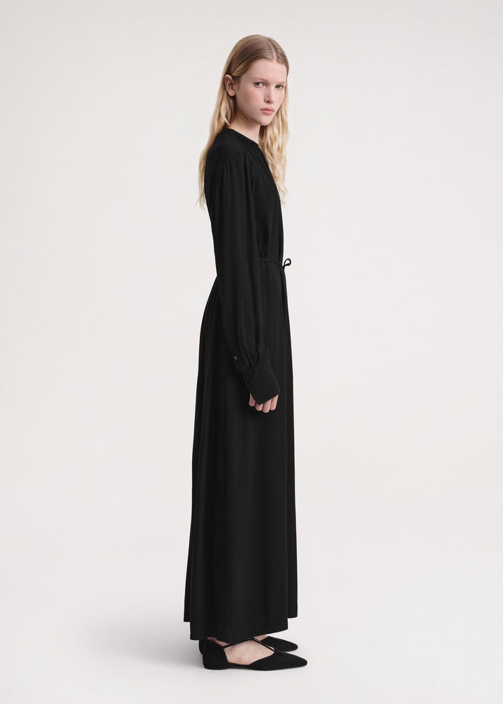 Gathered-neck crepe dress black - 3