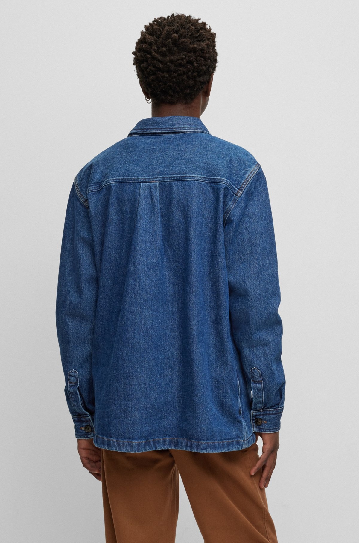 OVERSIZED-FIT OVERSHIRT IN COTTON DENIM AND LOGO DETAIL - 5