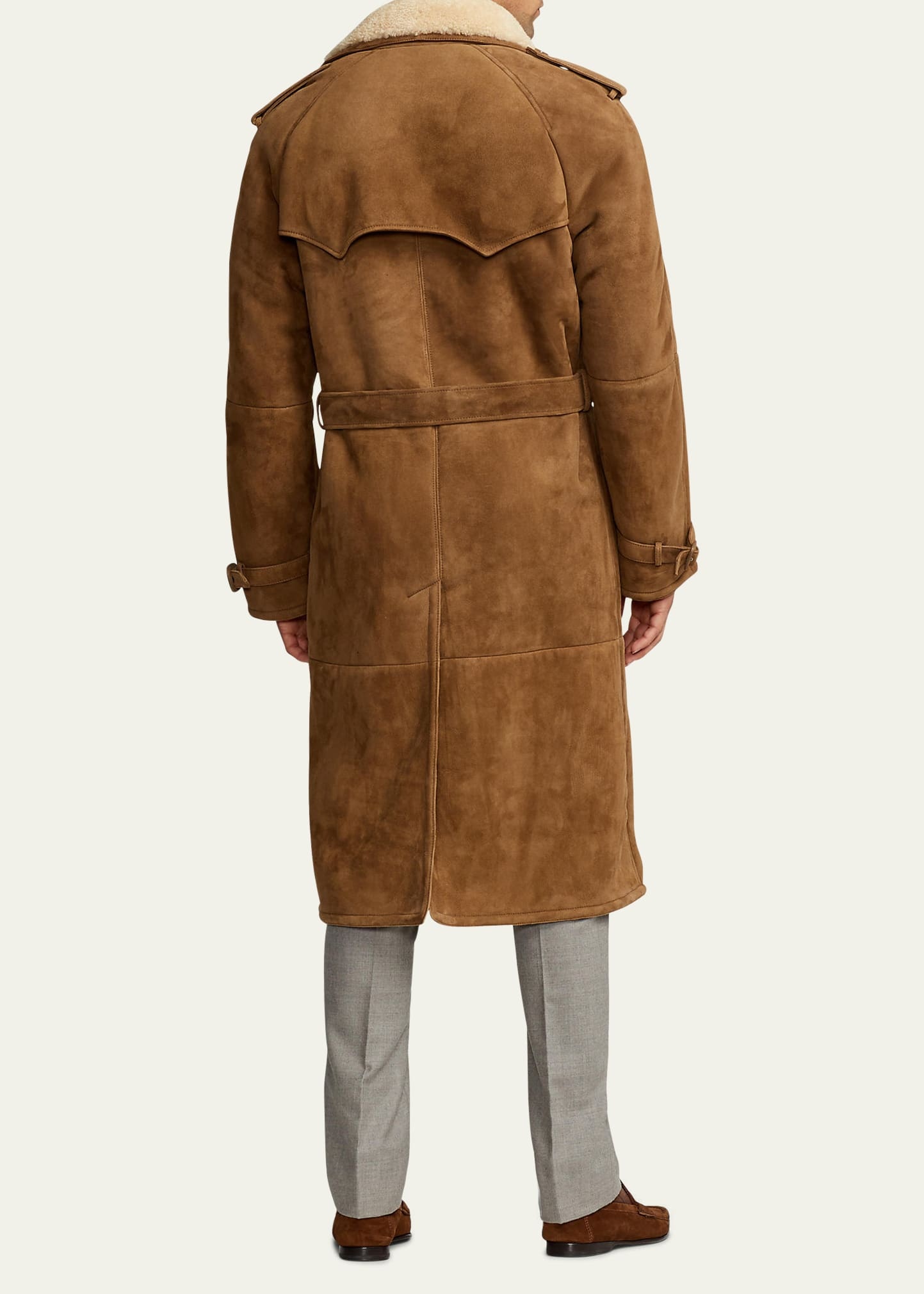 Men's Shearling Trench Coat - 3