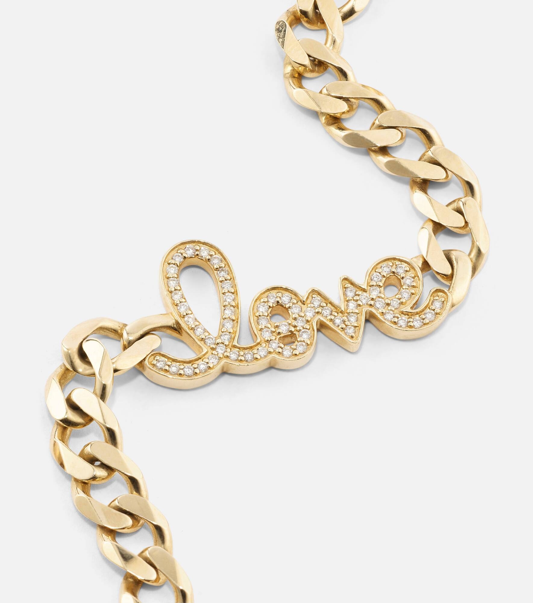 Love Script 14kt gold necklace with diamonds - 6