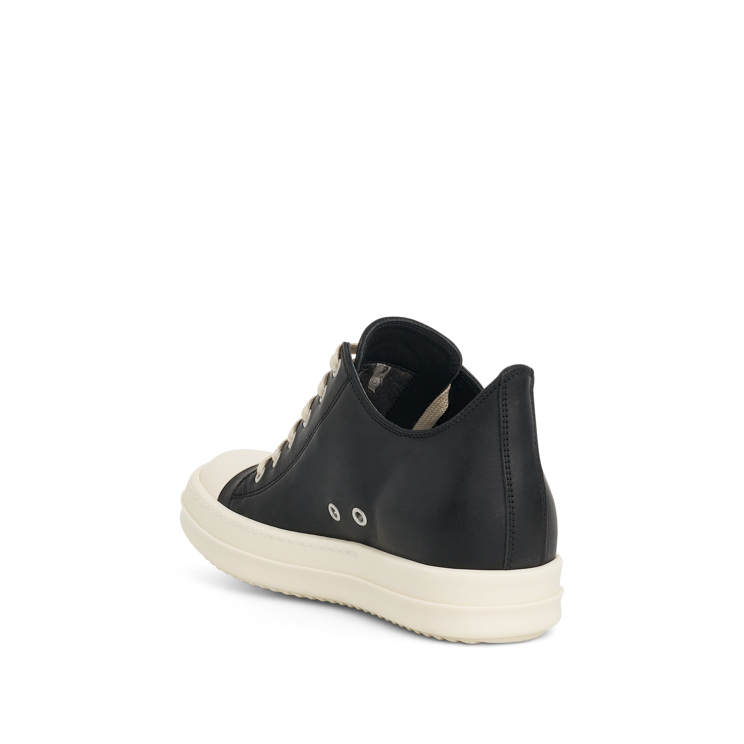 Washed Calf Low Top Sneaker in Black/Milk - 3