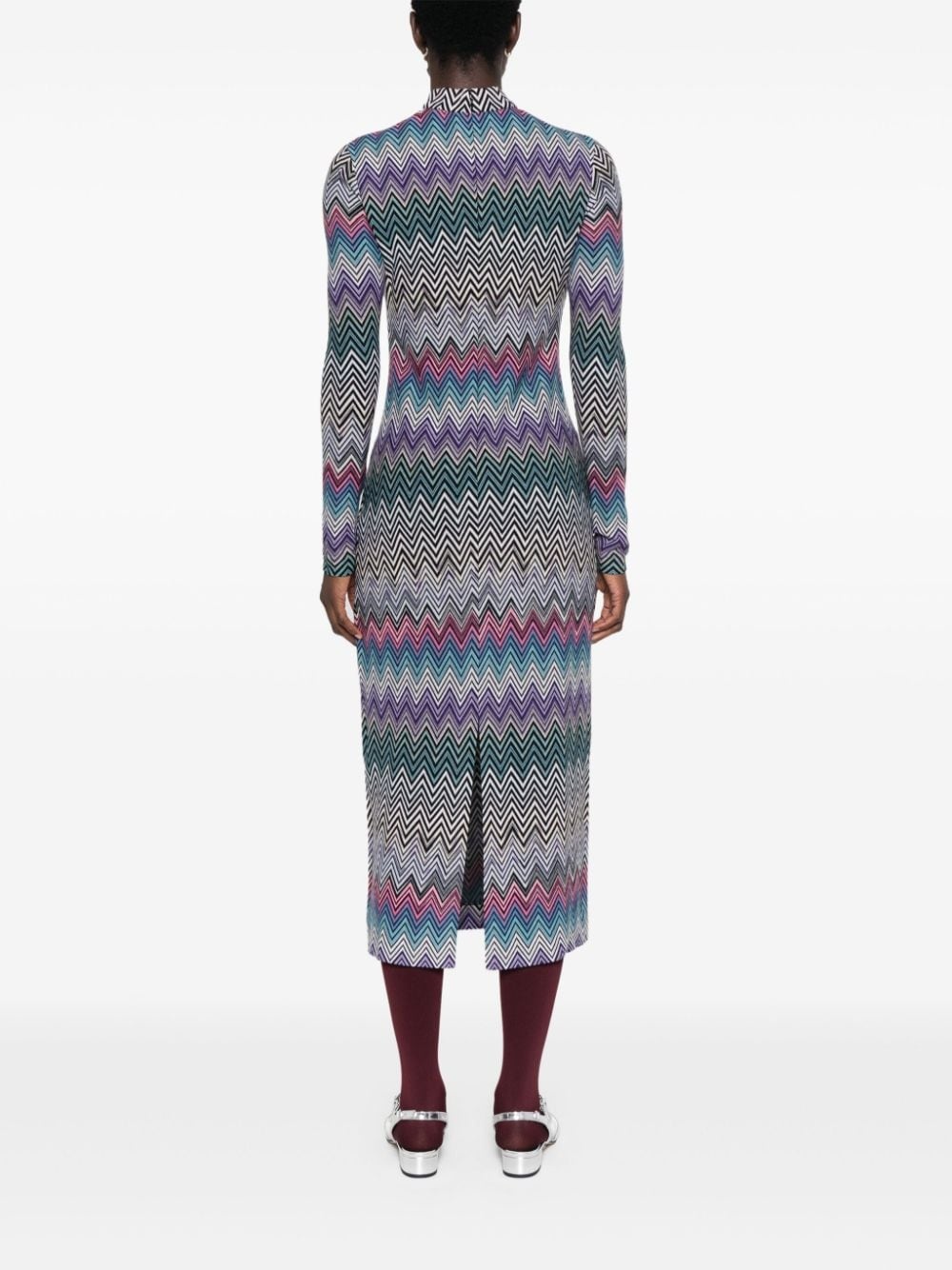 zigzag-woven midi dress - 4