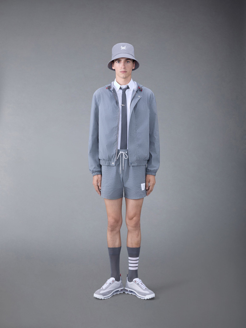 striped seersucker-texture swim shorts 3