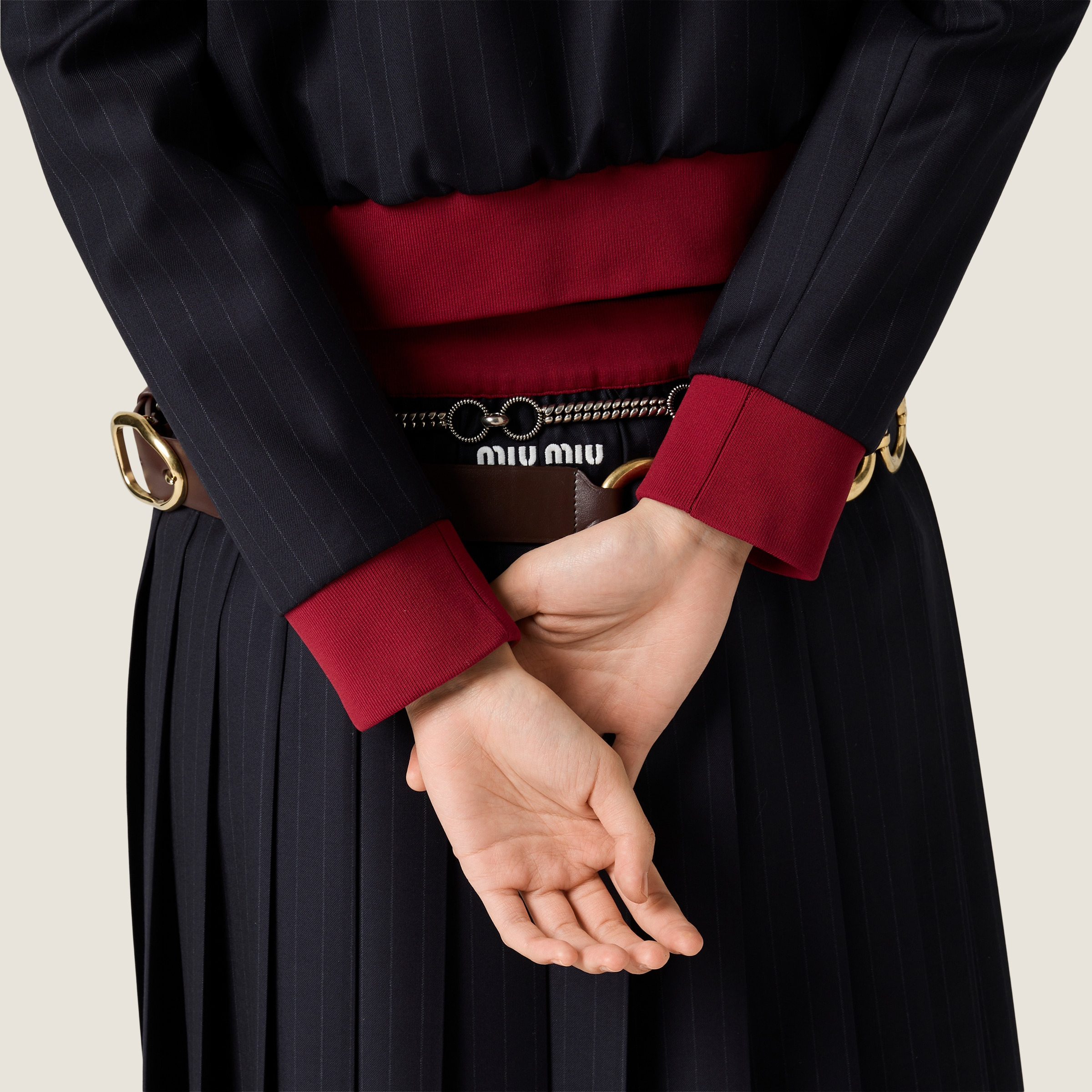 Pleated Pinstripe midi skirt - 5