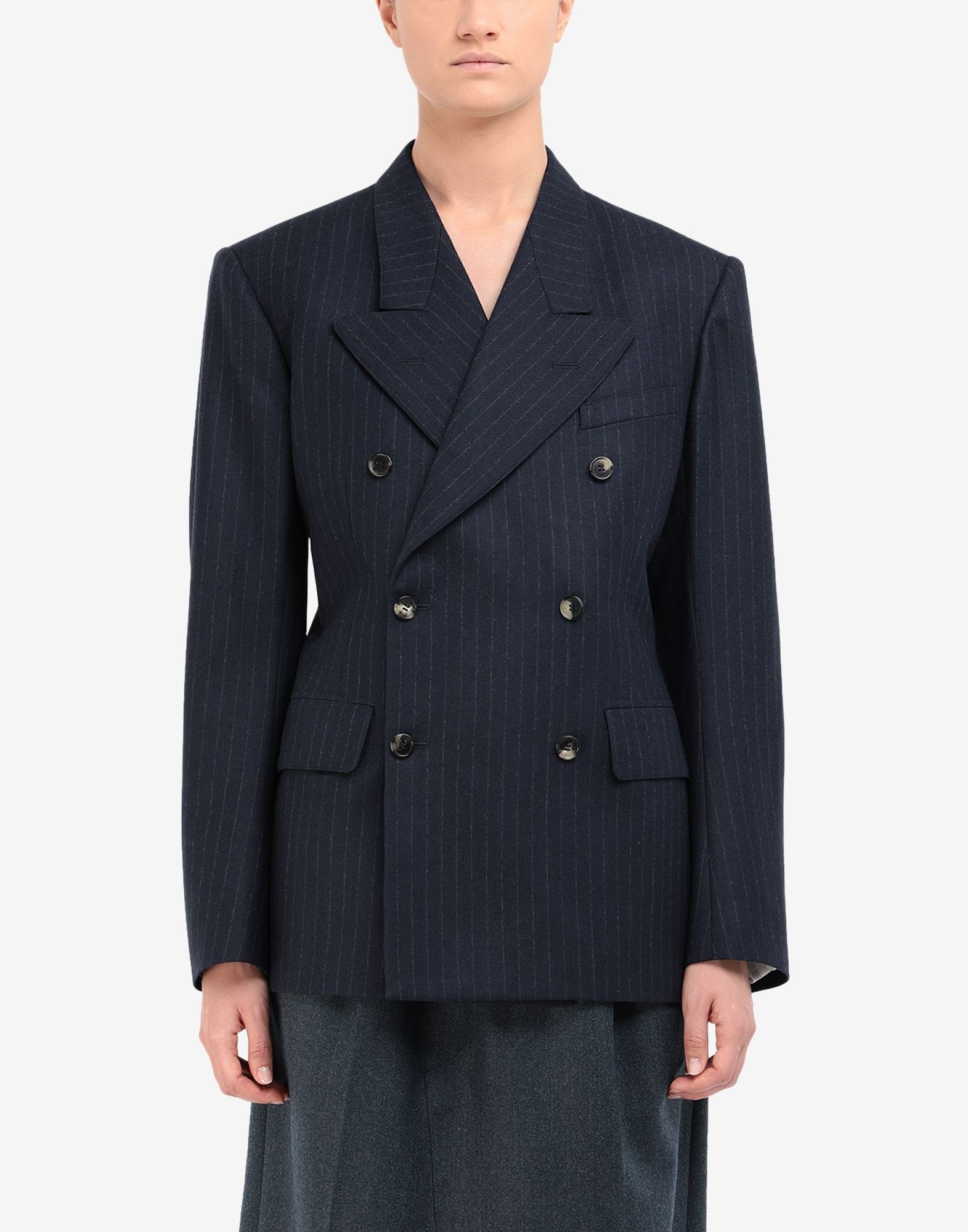 Pinstripe wool blazer - 5