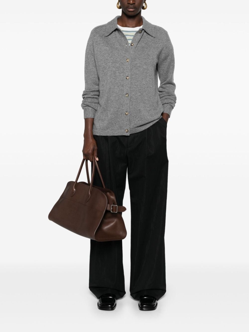 straight-collar cashmere shirt - 2