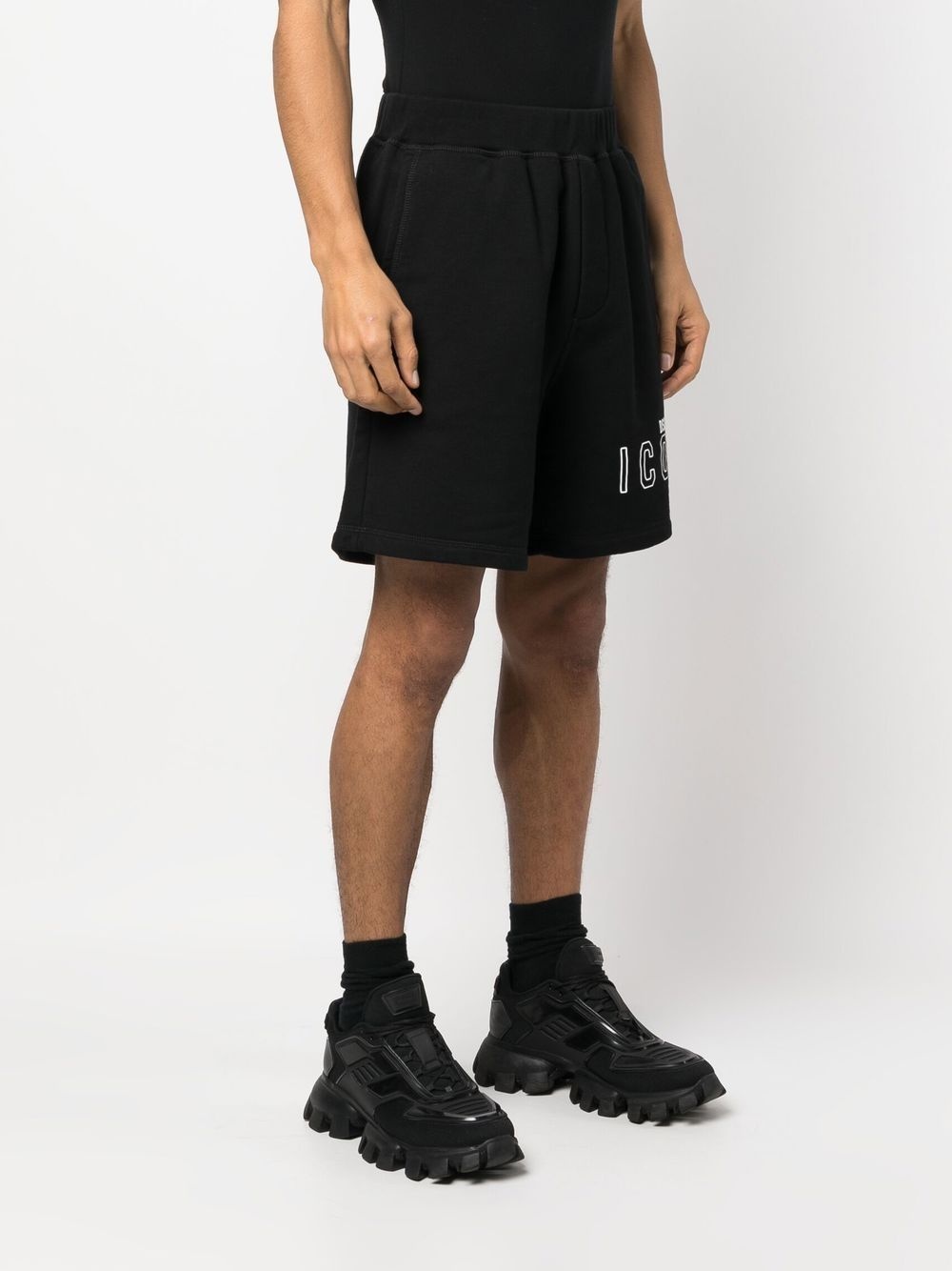 logo print cotton track shorts - 3