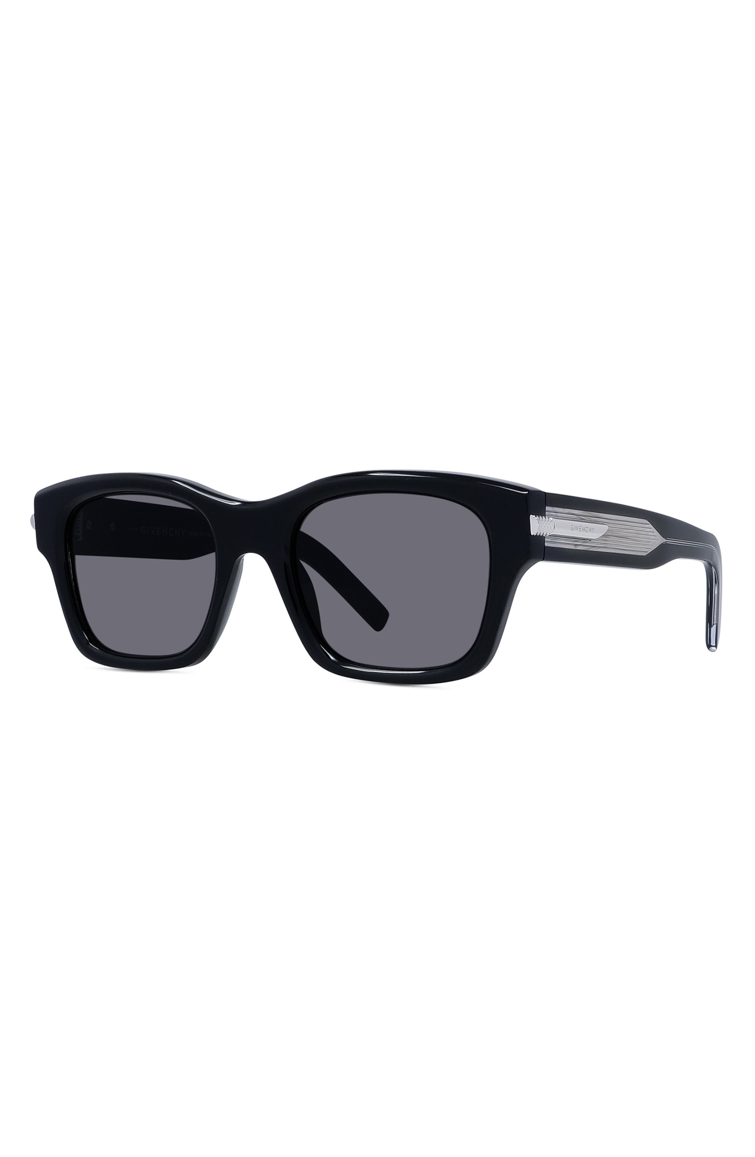Givenchy GV One 52mm Rectangular Sunglasses in Shiny Black /Smoke at Nordstrom - 2