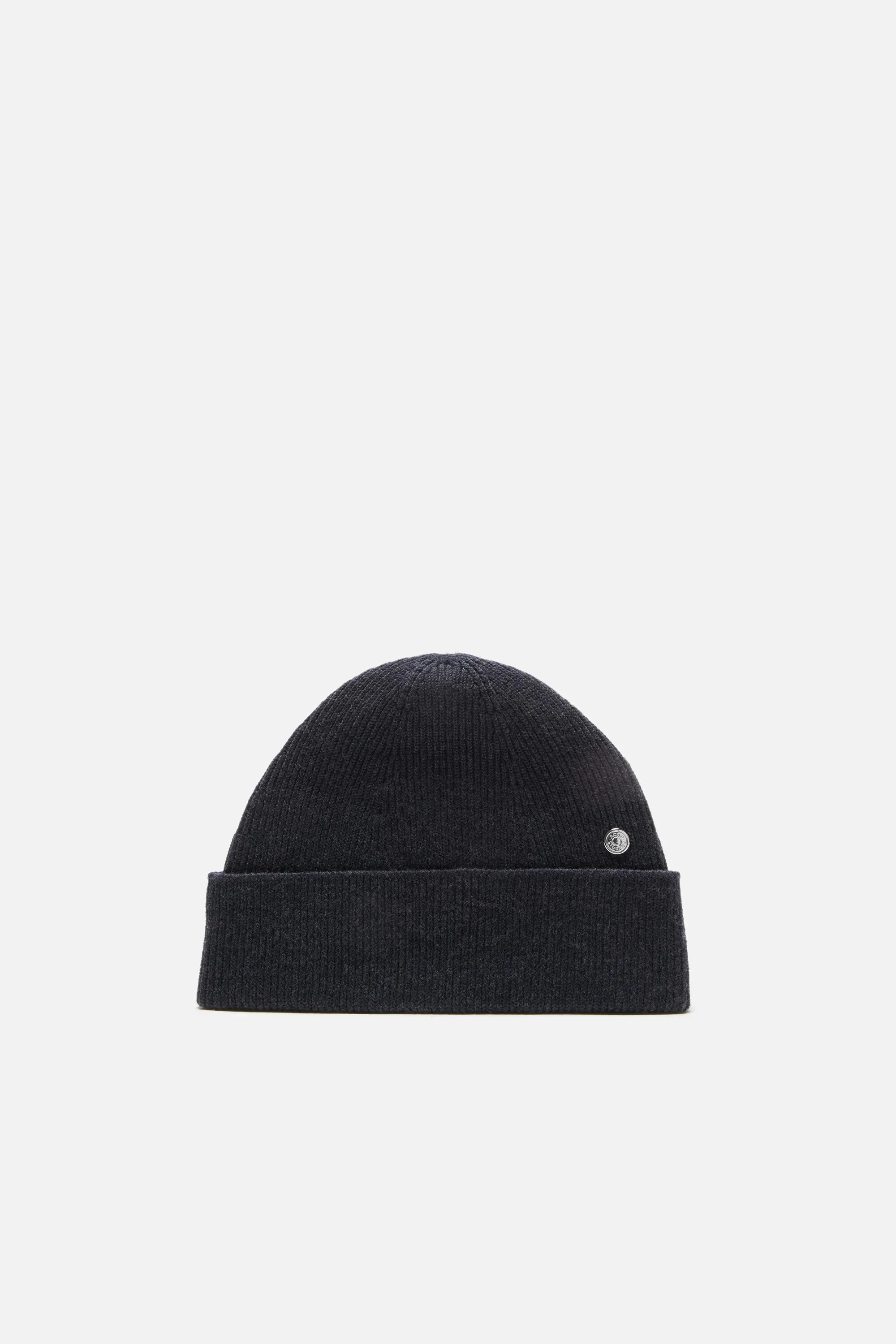 Wool beanie with rivet - Dark Navy Melange - 1