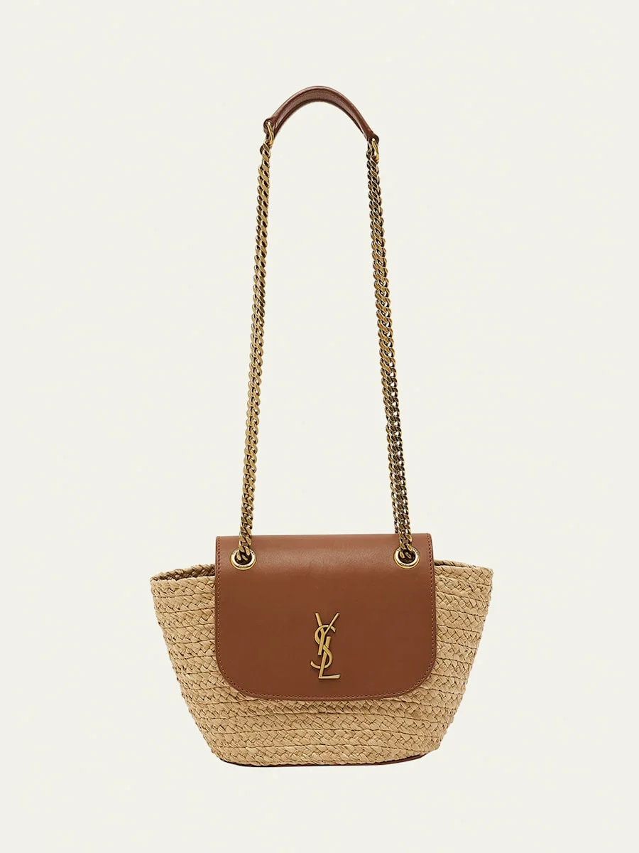 Panier Mini YSL Flap Crossbody Basket Bag in Raffia - 1