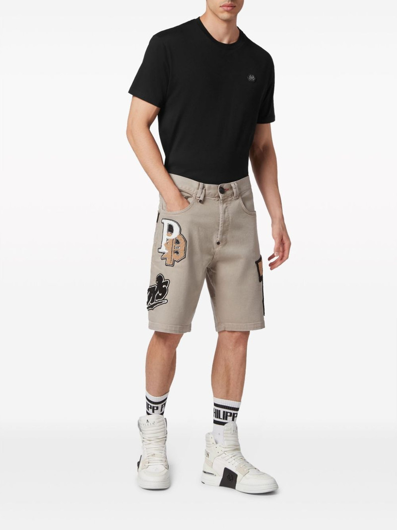 PHILIPP PLEIN patch-detail denim shorts outlook