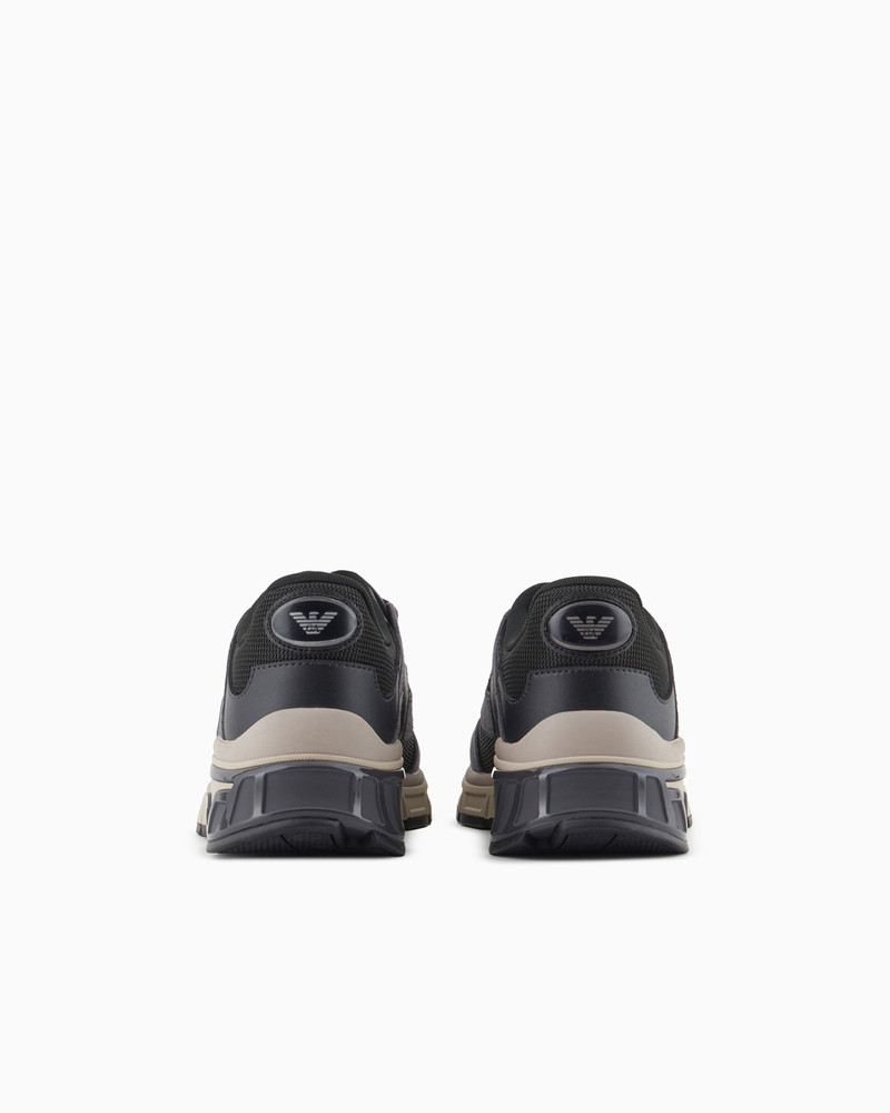 EMPORIO ARMANI Travel Essential mesh and suede sneakers outlook