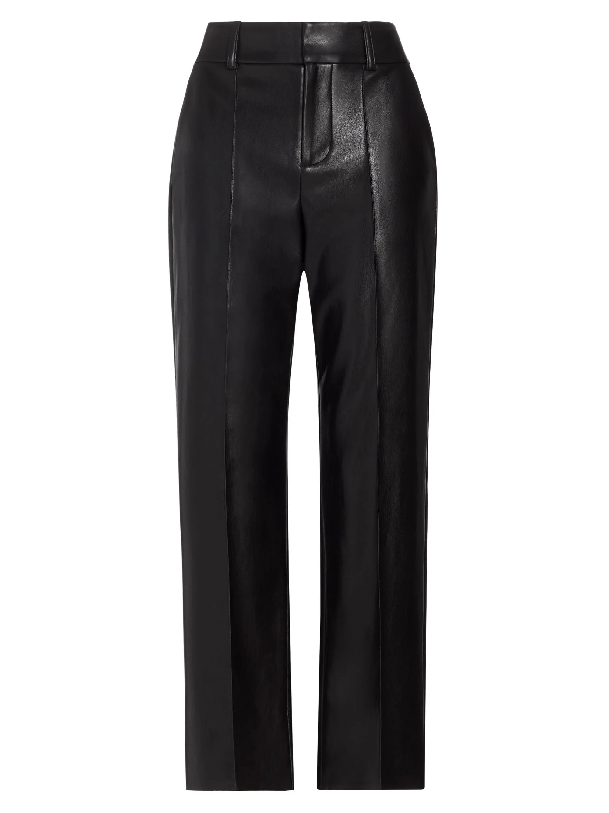 Women's Ming Pleated Faux Leather Pants - Black - 1
