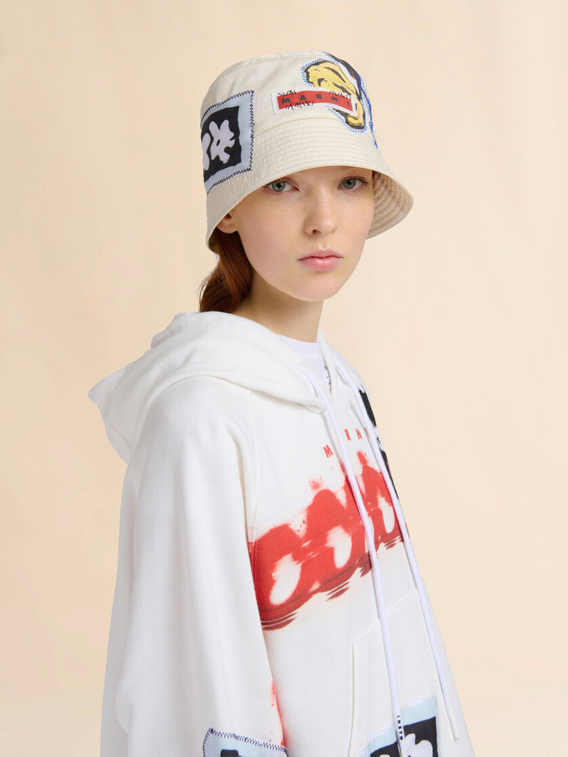 Marni CREAM TAFFETA BUCKET HAT outlook
