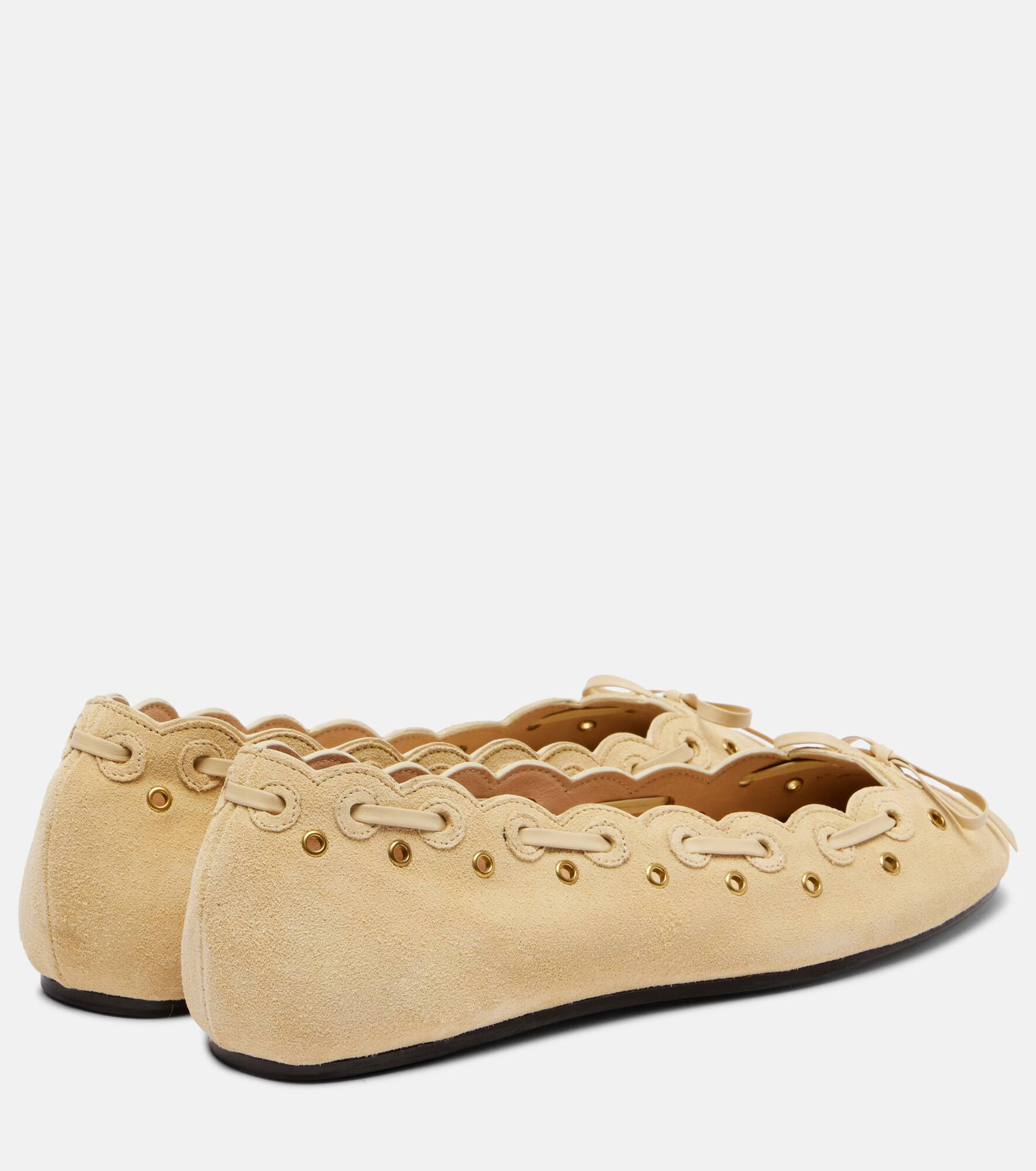 Balfy bow-detail suede ballet flats - 2