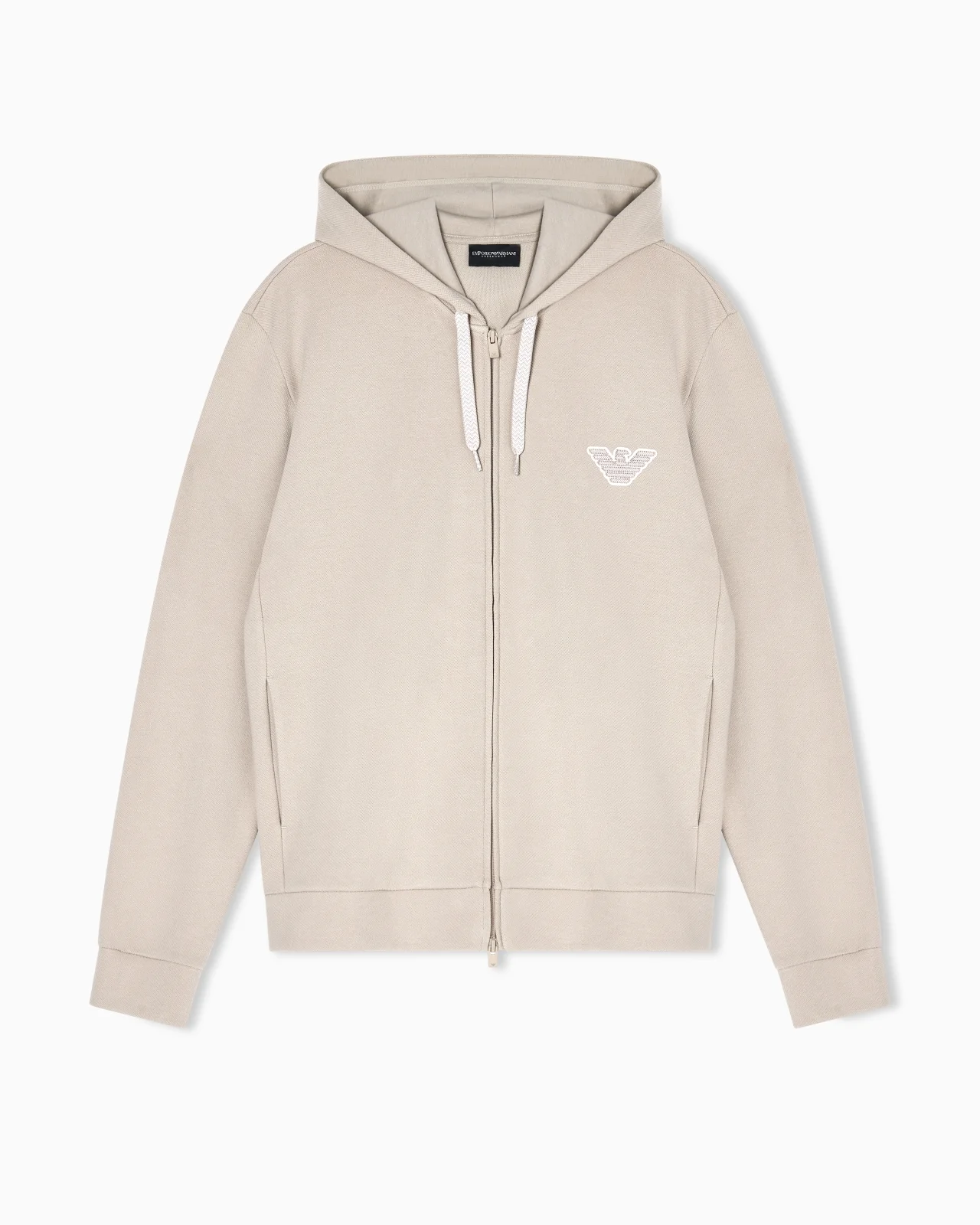 LOUNGEWEAR ZIP-UP HOODED SWEATSHIRT IN JERSEY WITH AN EAGLE PATCH - 1