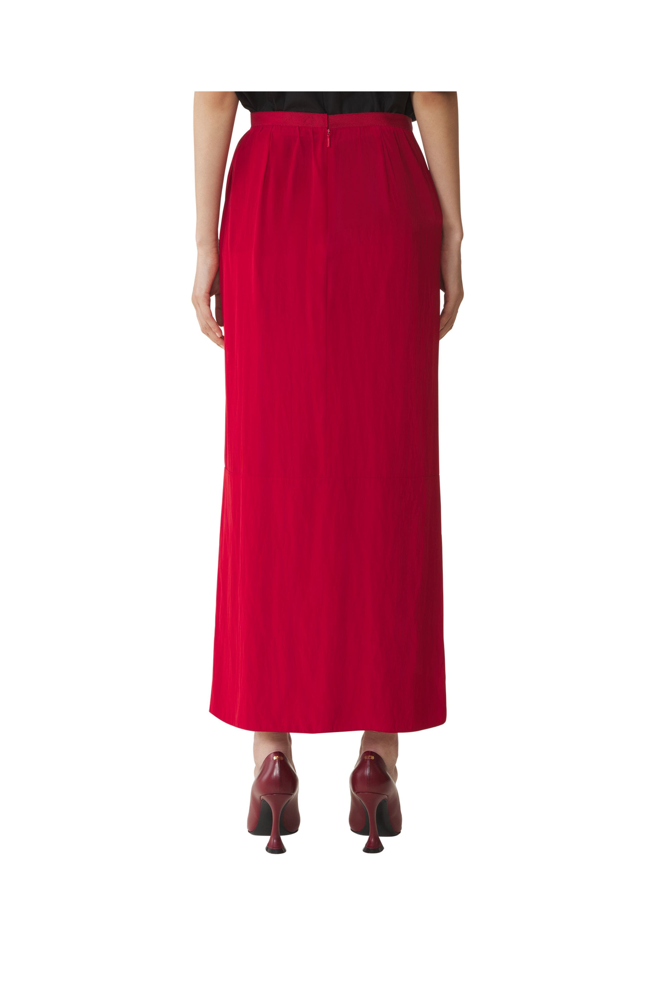 Lanvin Midi Skirt In Charmeuse in Red Anemone at Nordstrom - 4
