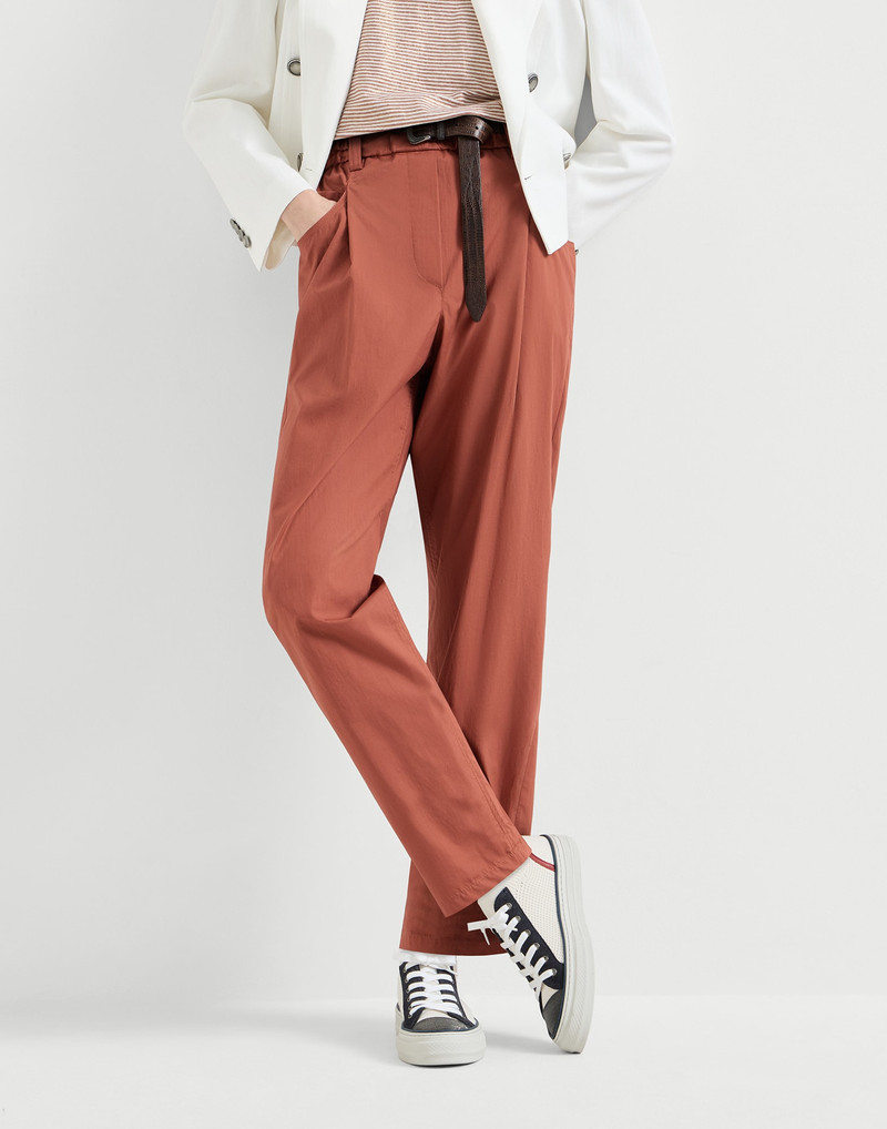 Lightweight poplin five-pocket track trousers with monili 5