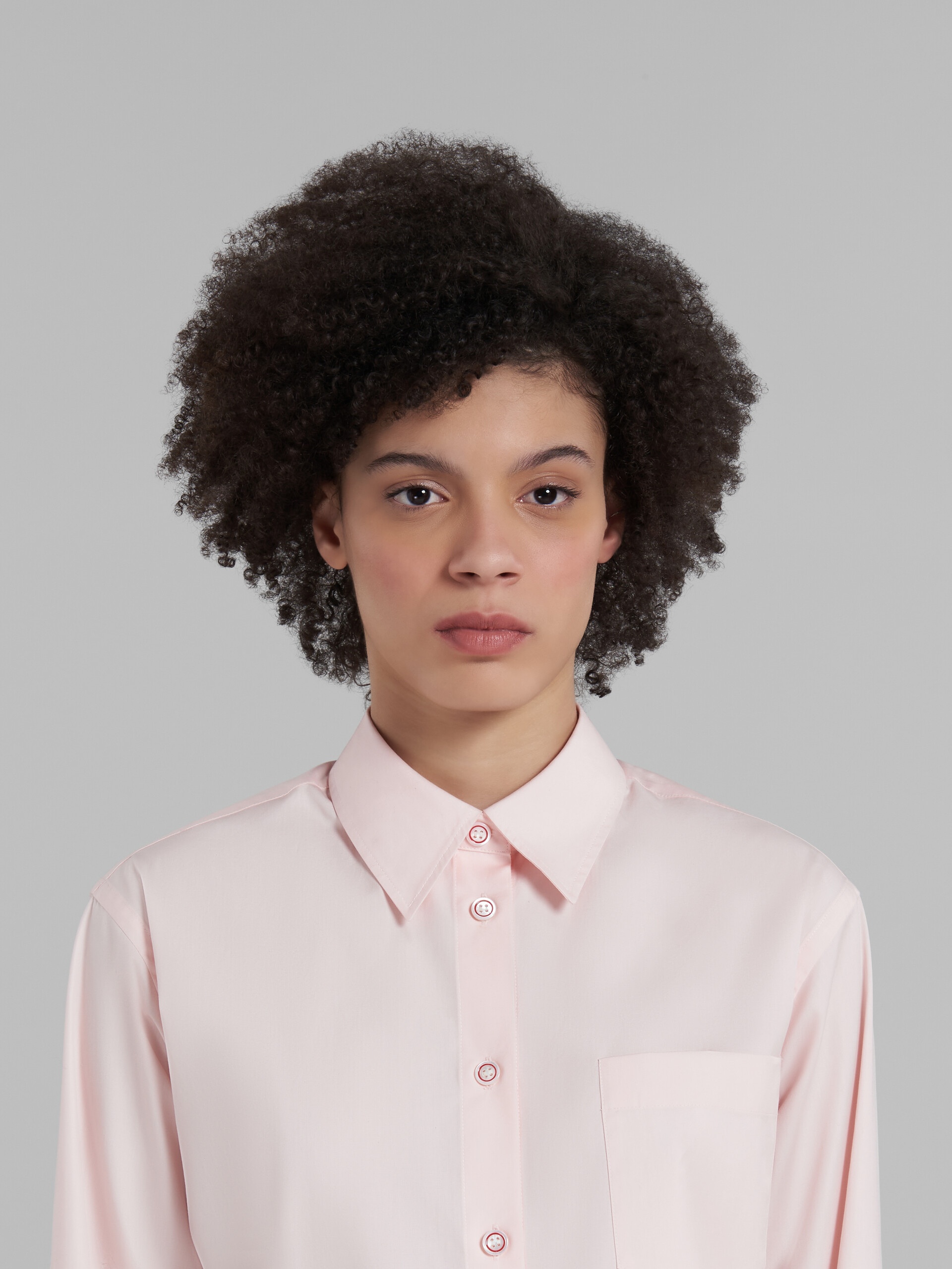 PINK CROPPED SHIRT IN BIO POPLIN - 4