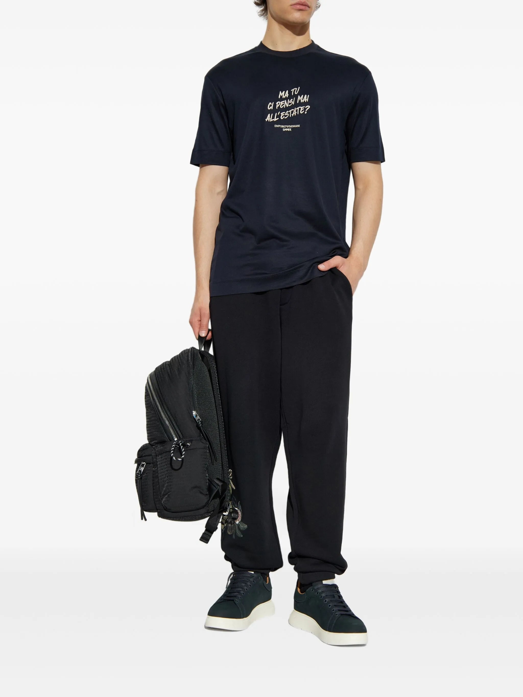 Emporio Armani Embroidered-graphic T-shirt - 5