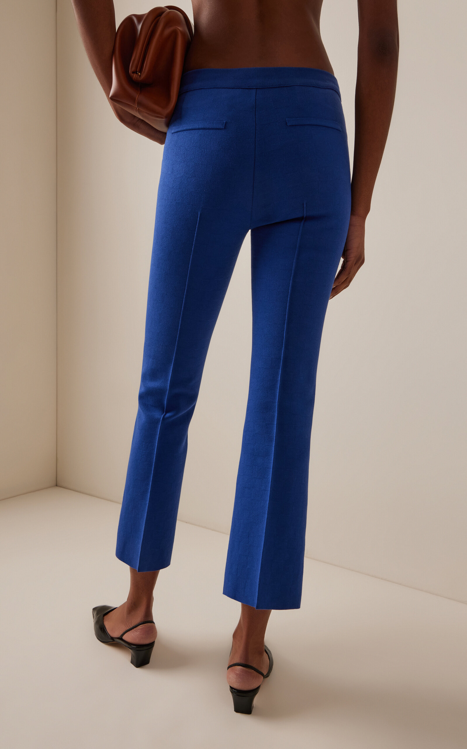 Stretch-Cotton Knit Cropped Flared Pants navy - 4