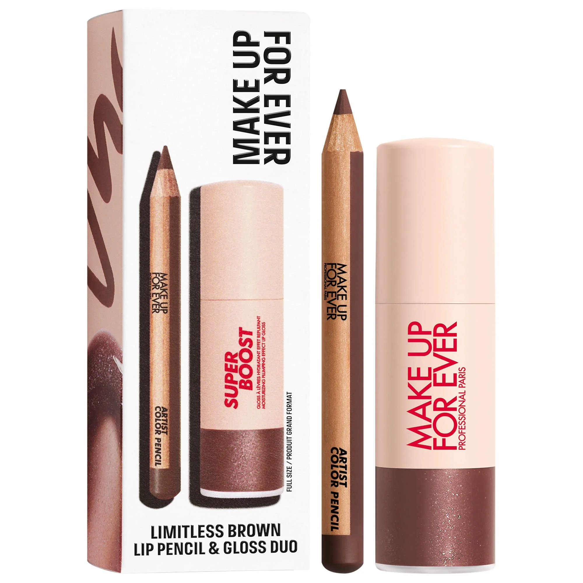 Mini Artist Color Pencil Lip Liner & Full Size Super Boost Lip Gloss Kit - 1