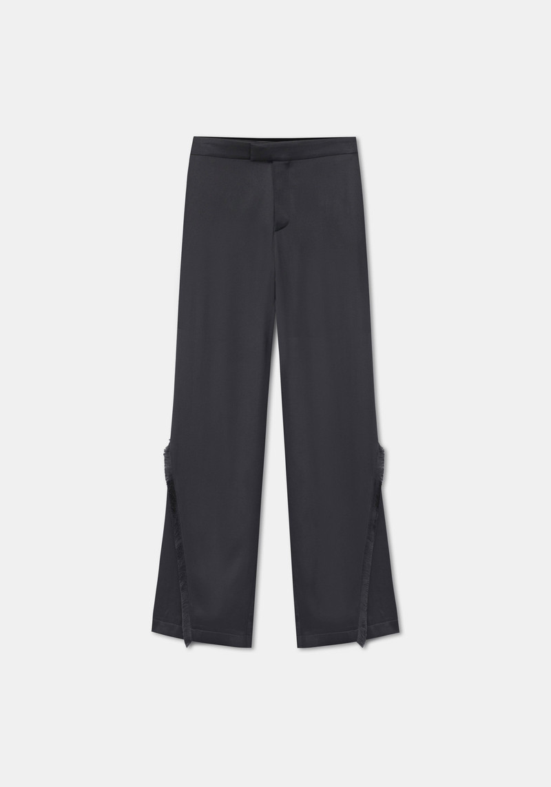 FJORD Satin wide-leg pants with frayed seam 1