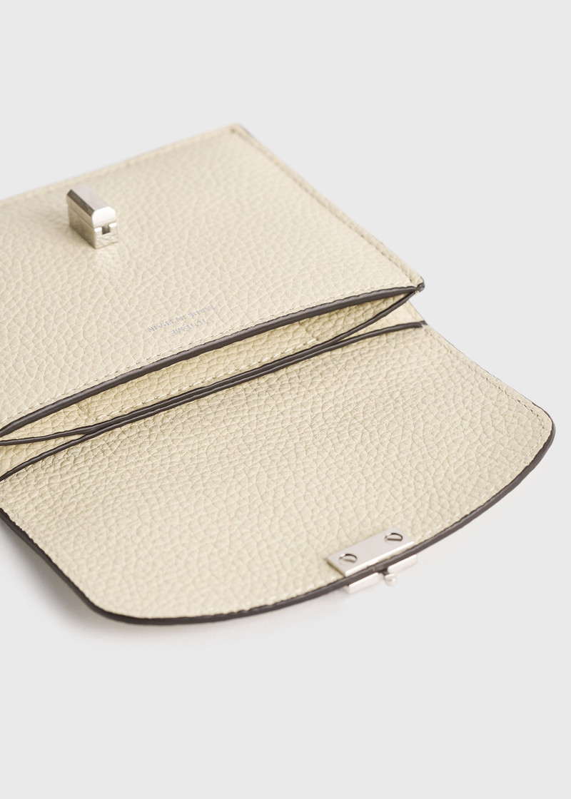 T-lock grained-leather cardholder milk 5