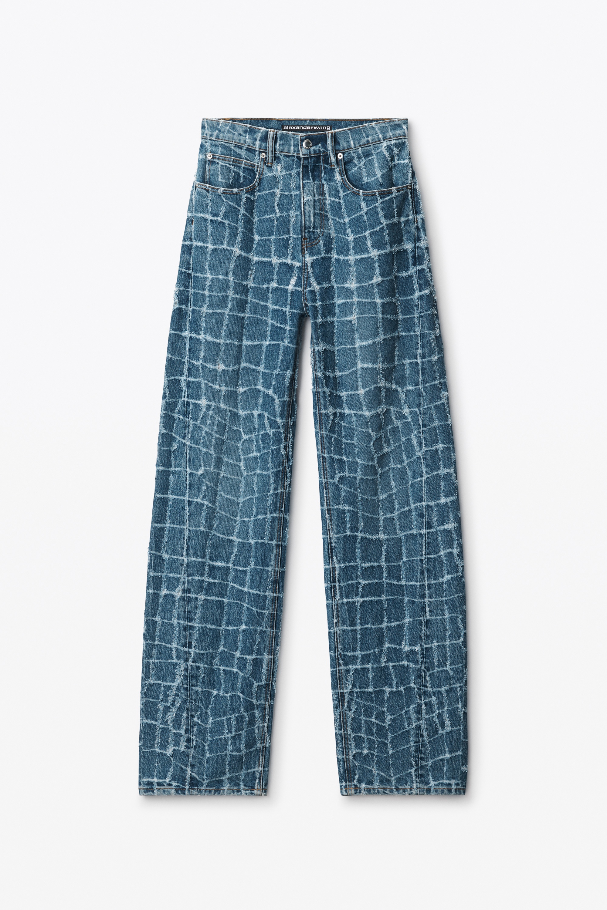 laser-distressed denim jeans - 1