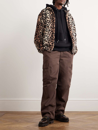 WACKO MARIA Leopard-Print Faux Fur Zip-Up Track Jacket outlook