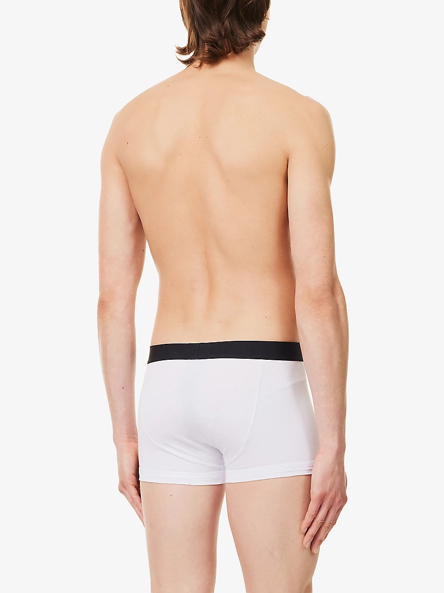 Branded-waistband stretch organic-cotton trunks - 3