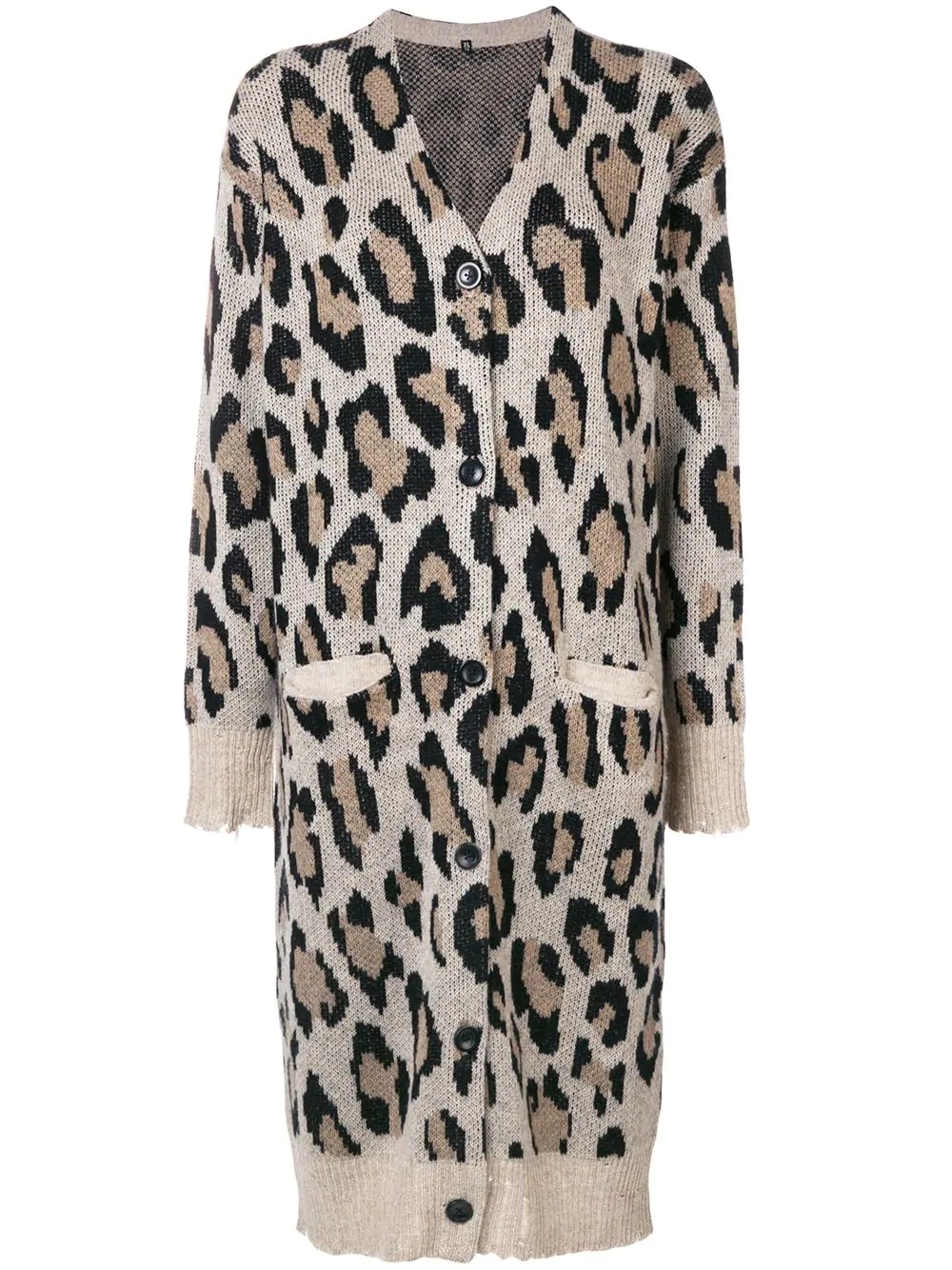 cashmere long leopard cardigan - 1