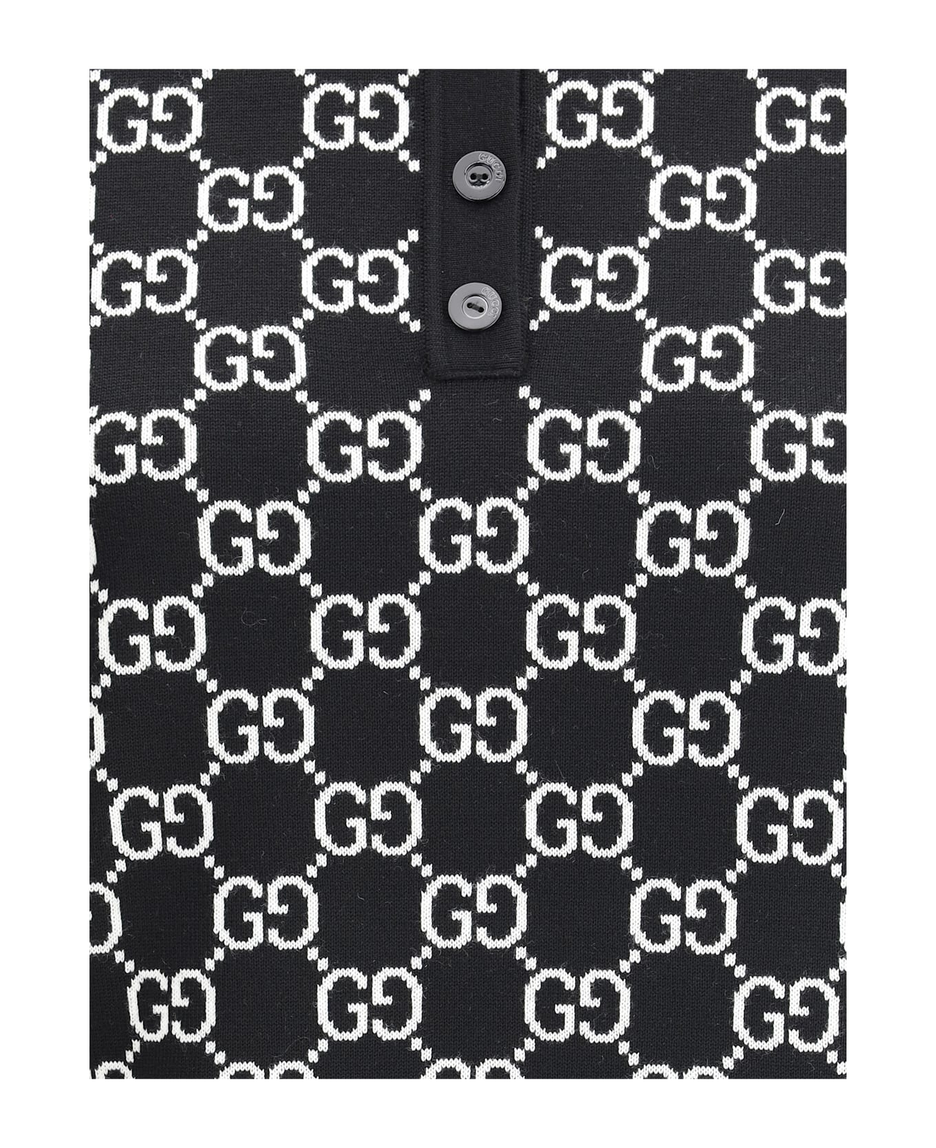 Gg Wool Jacquard Polo Top - 3