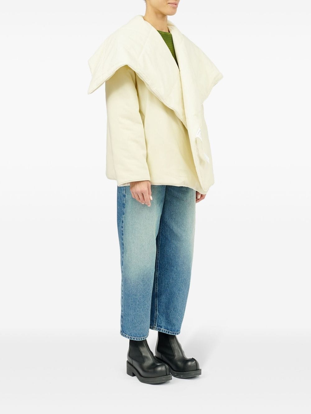 oversize-collar padded jacket - 3