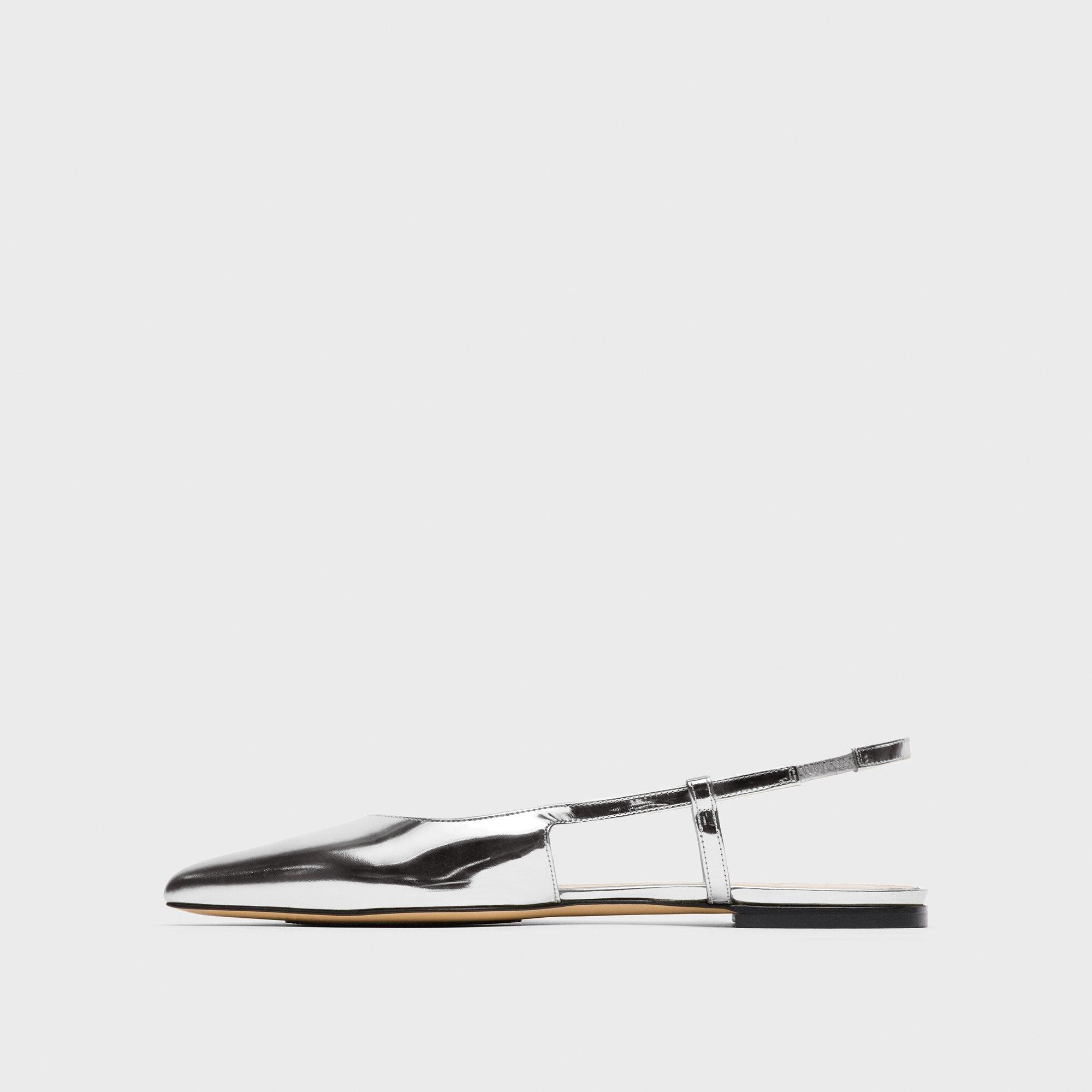 Slingback Flat in Metallic Leather - 3