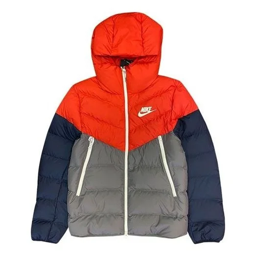 Nike MENS Multicolor Casual Hooded Down Jacket Red/Blue CU0226-634 - 1