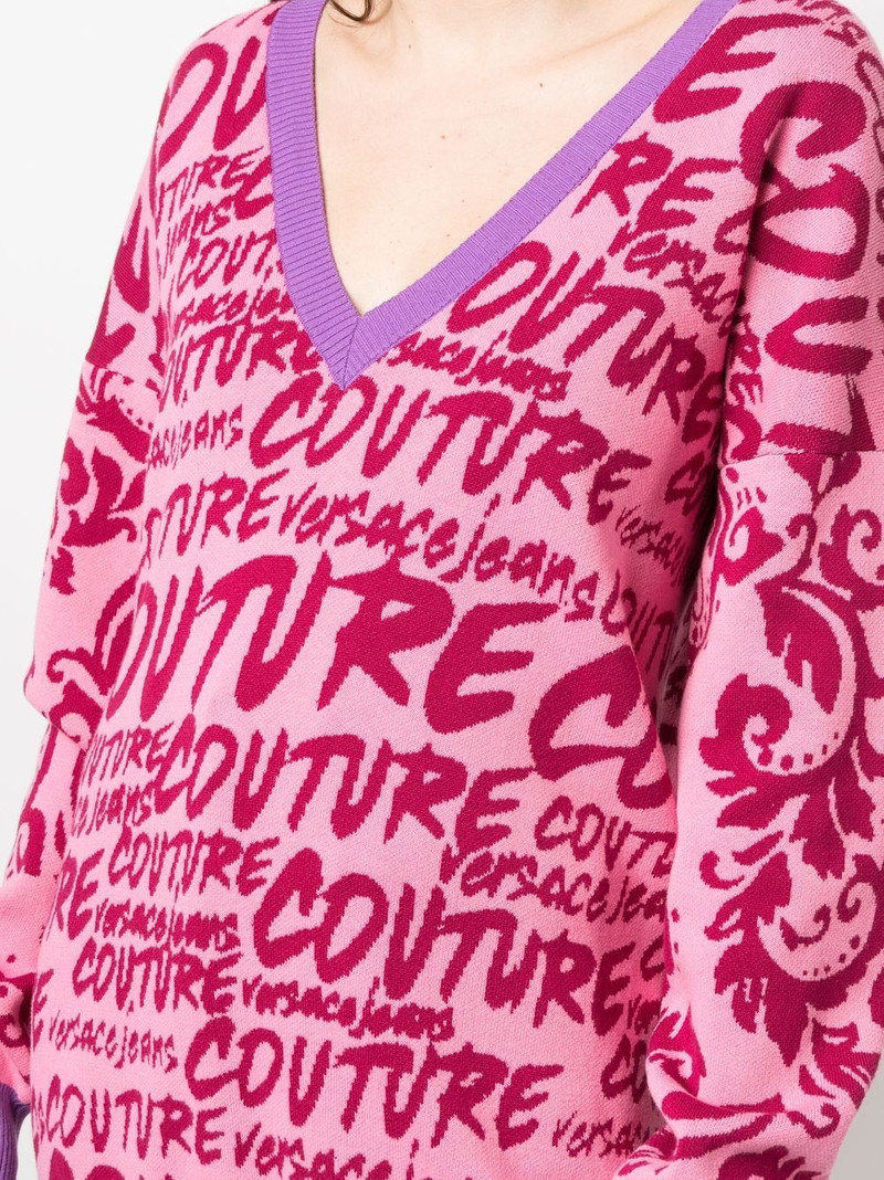 logo-intarsia V-neck jumper 5