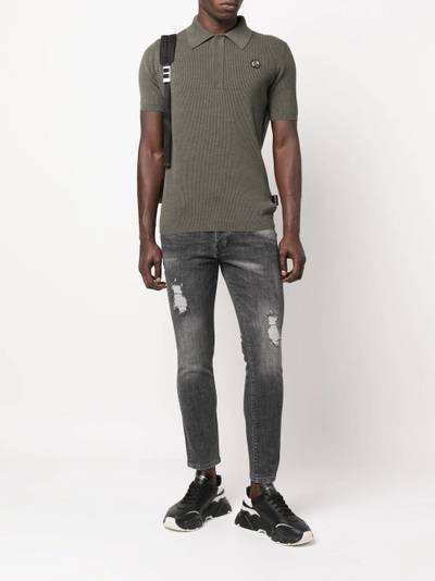 PHILIPP PLEIN Istitutional ribbed-knit polo shirt outlook