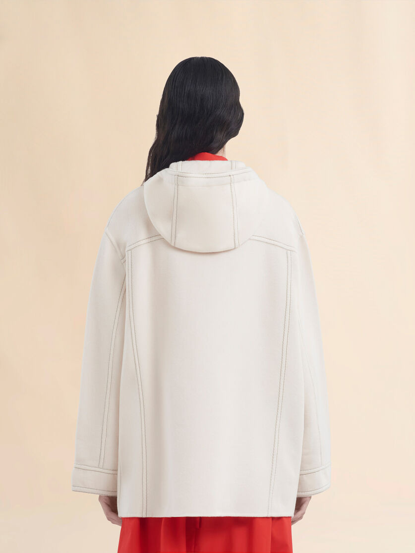 WHITE CASHMERE WOOL HOODIE WITH MARNI SYMBOL - 3