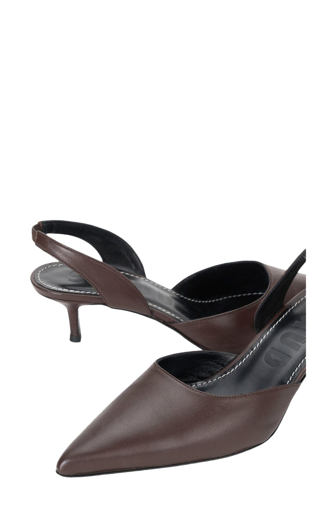 STAUD Sebastian Slingback Pointed Toe Kitten Heel Pump in Espresso at Nordstrom - 5