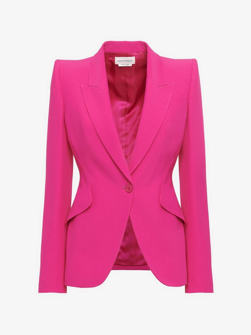 Women's Peak Shoulder Leaf Crepe Jacket in Orchid Pink - 1