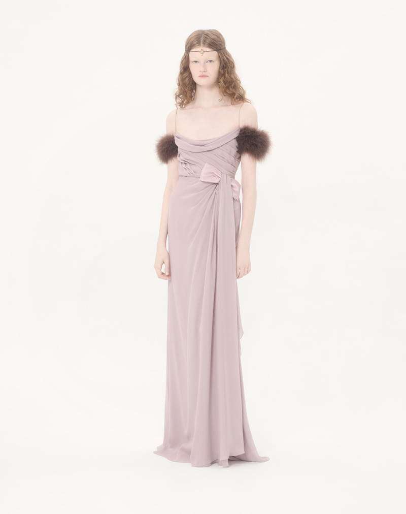 Valentino LONG DRESS IN LIGHT GEORGETTE WITH FEATHERS outlook