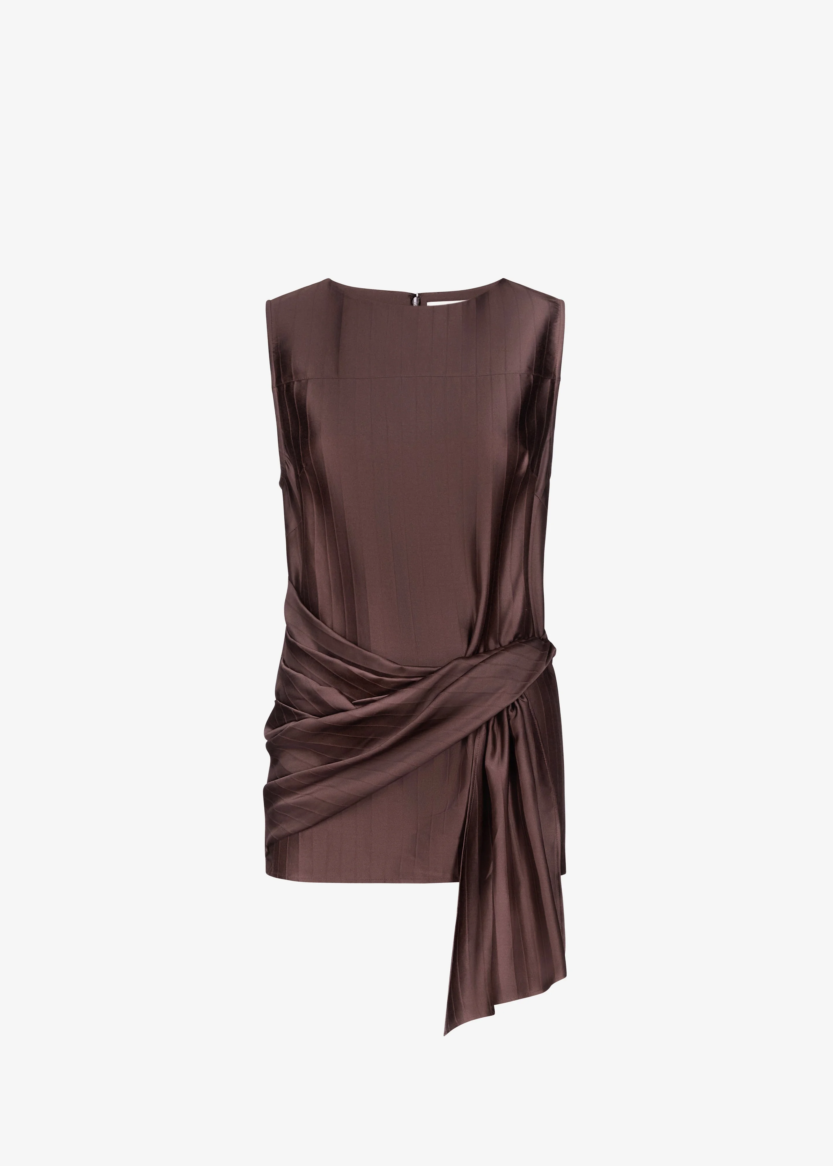 Loulou de Saison Fonda Draped Top - Dark Brown - 1